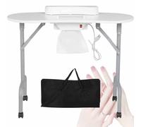 PP-Vic Foldable Manicure Table, Manicure Table with Dust Collector, Professional Salon Spa Manicure Table, Mobile Portable Manicure Table, Manicure Equipment,White