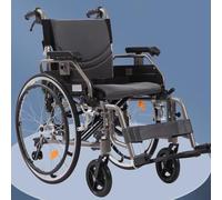 PP-Vic Folding self-propelled Wheelchair, Manual Drive Heavy-Duty Wheelchair, 48CM Wide seat Wheelchair with flip-Back armrests and rotatable footrests, Suitable for Adults and The Elderly,Gray