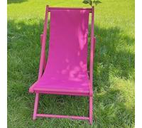 PP-Vic Folding Solid Wood Beach Chair, Eye-Catching Beach Chair with Adjustable Backrest, Colorful Leisure Chair Suitable for Outdoor, Camping, Garden - Oxford Cloth,Rose Red