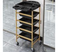 PP-Vic Hair Salon Storage Tool Cart, 5-Tier Salon Cart with Wheels, Multifunctional Foldable Top Tray,Storage for Hair Dye Cream, Suitable for Hairdresser Barber Storage Cart, Hairdressing,Metallic