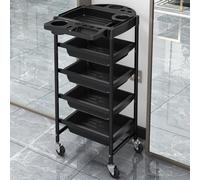 PP-Vic Hair Salon Storage Tool Cart, 5-Tier Salon Cart with Wheels, Multifunctional Foldable Top Tray,Storage for Hair Dye Cream, Suitable for Hairdresser Barber Storage Cart, Hairdressing,Black