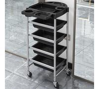 PP-Vic Hair Salon Storage Tool Cart, 5-Tier Salon Cart with Wheels, Multifunctional Foldable Top Tray,Storage for Hair Dye Cream, Suitable for Hairdresser Barber Storage Cart, Hairdressing,Silver