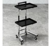PP-Vic Hairdresser Acrylic Special Salon Rolling Cart,Foldable Mobile Multifunctional Cart with 2 Trays,Stainless Steel Tool Barber Station,Suitable Beauty Salon Hairdressing Storage Box,Black