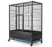 PP-Vic Heavy-Duty Wrought Iron Parrot Breeding Cage, A Luxurious, Spacious Villa for Large Birds, Includes Feeders And Perches, Offering Ample Flight Space, An Ideal Nesting Environment