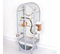 PP-Vic Large Metal Parrot Cage,A Deluxe Birdcage with Stand,This Spacious And Comfortable Breeding Cage Is Suitable for Cockatiels, Conures, Parakeets, Lovebirds, Budgies, And Canaries,Silver