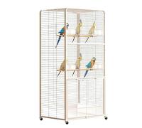 PP-Vic Large Open-Top Bird Cage,47-Inch Wrought Iron Parrot Cage with Rolling Stand,Suitable for Budgies, Lovebirds, Cockatiels, And Other Small To Medium-Sized Birds,White