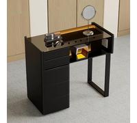 PP-Vic Manicure Table with Solid Wood Slate, Professional Manicure Technician Table Station, Beauty Salon Manicure Workbench, Beauty Salon Manicure Supplies Workstation with Drawers,Black