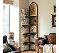 PP-Vic Medieval-Style Corner Bookshelf, A Four-Tiered, Large, Fan-Shaped Storage Rack, A Floor-Standing, Space-Saving Storage Unit, Suitable for Room Decoration in The Living Room,04/170CM