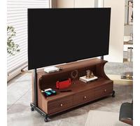 PP-Vic Mid-Century Modern Style TV Stand,Wood with Storage Cabinets Mobile TV Picture Frame,Rolling TV Stand with Wheels, Mobile Media Console TV Cart,Entertainment Center,B 50 To 85 inch