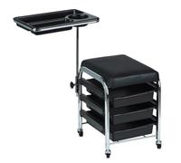 PP-Vic Mobile Pedicure Stool Table, Beauty Salon Nail Storage Cart, Portable Tool Cart Chair with Drawer, Suitable for Hair Salon, Beauty Salon, SPA And Tattoo