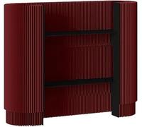 PP-Vic Modern Reception Desk/Retail Counter with Three-Tiered Wooden Panels; This Portable Counter is Suitable for Hotel Lobbies, Clothing Stores, and Offices,Red