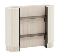 PP-Vic Modern Reception Desk/Retail Counter with Three-Tiered Wooden Panels; This Portable Counter is Suitable for Hotel Lobbies, Clothing Stores, and Offices,White