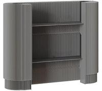 PP-Vic Modern Reception Desk/Retail Counter with Three-Tiered Wooden Panels; This Portable Counter is Suitable for Hotel Lobbies, Clothing Stores, and Offices,Gray