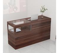 PP-Vic Modern Reception Desk with Storage Cabinets and Shelves, and A Cash Register with Lockable Drawers, Suitable for Lobbies, Salons, Retail Stores, Home Offices, and Reception Rooms,01/R/100cm