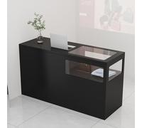 PP-Vic Modern Reception Desk with Storage Cabinets and Shelves, and A Cash Register with Lockable Drawers, Suitable for Lobbies, Salons, Retail Stores, Home Offices, and Reception Rooms,02/L/100cm