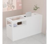 PP-Vic Modern Reception Desk with Storage Cabinets and Shelves, and A Cash Register with Lockable Drawers, Suitable for Lobbies, Salons, Retail Stores, Home Offices, and Reception Rooms,03/R/100cm