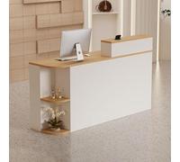 PP-Vic Modern Retail Store Lobby Reception Desk,Wooden Cashier Counter with Lockable Drawers, Small Retail Counter with Partition,Suitable for Professional Settings Such As Beauty Salons,01/R/100cm