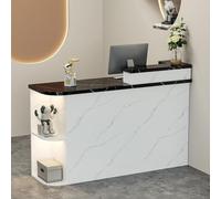 PP-Vic Modern Retail Store Lobby Reception Desk,Wooden Cashier Counter with Lockable Drawers, Small Retail Counter with Partition,Suitable for Professional Settings Such As Beauty Salons,03/R/100cm