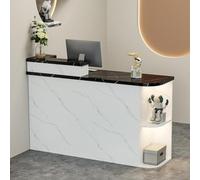 PP-Vic Modern Retail Store Lobby Reception Desk,Wooden Cashier Counter with Lockable Drawers, Small Retail Counter with Partition,Suitable for Professional Settings Such As Beauty Salons,03/L/80cm