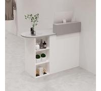 PP-Vic Modern Salon Reception Desk, Retail Store Cash Register with Lockable Drawers, Lobby Retail Counter with Privacy Panel, Space-Saving Design Suitable,Reception Areas, and Offices,03/Left