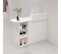 PP-Vic Modern Salon Reception Desk, Retail Store Cash Register with Lockable Drawers, Lobby Retail Counter with Privacy Panel, Space-Saving Design Suitable,Reception Areas, and Offices,01/Left