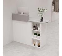 PP-Vic Modern Salon Reception Desk, Retail Store Cash Register with Lockable Drawers, Lobby Retail Counter with Privacy Panel, Space-Saving Design Suitable,Reception Areas, and Offices,03/Right