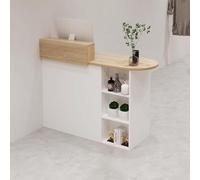 PP-Vic Modern Salon Reception Desk, Retail Store Cash Register with Lockable Drawers, Lobby Retail Counter with Privacy Panel, Space-Saving Design Suitable,Reception Areas, and Offices,02/Right