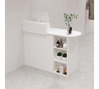 PP-Vic Modern Salon Reception Desk, Retail Store Cash Register with Lockable Drawers, Lobby Retail Counter with Privacy Panel, Space-Saving Design Suitable,Reception Areas, and Offices,01/Right