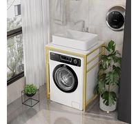 PP-Vic Multi-Functional Washbasin Storage Unit, Open Shelving Heavy-Duty Washing Machine Stand, Modern Small Bathroom Storage Sink, Suitable for Laundry Room, Utility Room Or Garage,Gold