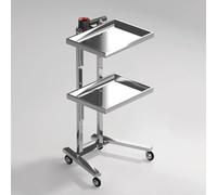 PP-Vic Multipurpose 2-Tier Tray Wheeled Cart - Multifunctional Metal Rolling Cart, Foldable Mobile Storage Tray Cart, Stainless Steel Trolley Suitable for Beauty Salon Dental Tools, Salon,Silver 01