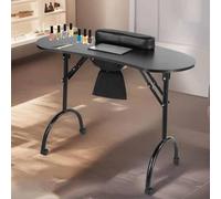 PP-Vic Portable Folding Manicure Table, Manicure Table Beauty Salon Technical Station, Modern Beauty Salon Workstation Manicure Table, Beauty Salon Manicure Supplies Workstation for Manicurists,Black
