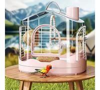 PP-Vic Portable Travel Birdcage,Parrot Cage, Featuring A Spacious Interior And Equipped with A Food Bowl And Perch, This Cage Is Ideal for Taking Medium To Small-Sized Birds,Pink