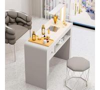 PP-Vic Professional Nail Beauty Spa Salon Workstation, Modern Nail Art Table Nail Tech Table, Nail Art Table with LED Light, Makeup Girls Nail Art Table with Storage Cabinets And Drawers