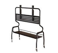 PP-Vic Rolling TV Stand with Lockable Wheels, Height Adjustable Media TV Cart, Mobile Portable Floor Standing Screen Stand with Storage Shelf for Home Office Living Room,B Black 90CM