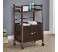PP-Vic Salon Cart, Salon Pallet Wooden Mobile Utility Cabinet, Three Tier Rolling Storage Station Tool Organization, Salon Beauty Trolley with Drawers for Beauty Salon Clinic Office,Brown 03