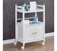 PP-Vic Salon Cart, Salon Pallet Wooden Mobile Utility Cabinet, Three Tier Rolling Storage Station Tool Organization, Salon Beauty Trolley with Drawers for Beauty Salon Clinic Office,White 02