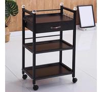 PP-Vic Salon Cart, Salon Pallet Wooden Mobile Utility Cabinet, Three Tier Rolling Storage Station Tool Organization, Salon Beauty Trolley with Drawers for Beauty Salon Clinic Office,Brown 01