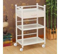 PP-Vic Salon Cart, Salon Pallet Wooden Mobile Utility Cabinet, Three Tier Rolling Storage Station Tool Organization, Salon Beauty Trolley with Drawers for Beauty Salon Clinic Office,White 01