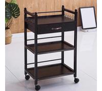 PP-Vic Salon Cart, Salon Pallet Wooden Mobile Utility Cabinet, Three Tier Rolling Storage Station Tool Organization, Salon Beauty Trolley with Drawers for Beauty Salon Clinic Office,Brown 02