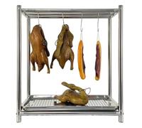 PP-Vic Single-Layer Stainless Steel Roasting Rack for Cured Meat and Duck, Modern Kitchen Meat Drying Rack, Pork Drying Rack with 10 Hooks, Cooking Tool Accessories,BB