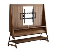PP-Vic Solid Wood Rolling TV Stand with Wheels in Multiple Sizes, Mobile Media Console TV Cart, Height Adjustable Monitor Floor Stand for Mobile TV with Sockets And Shelves,Applies 40To65 Inch