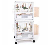 PP-Vic Stackable Breeding Cage with Central Divider And Independent, Removable Trays,Uitable for Canaries, Cockatiels, Lovebirds, Finches, Budgerigars, And Small Parrots,2 layer