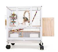 PP-Vic Stackable Breeding Cage with Central Divider And Independent, Removable Trays,Uitable for Canaries, Cockatiels, Lovebirds, Finches, Budgerigars, And Small Parrots,1 layer