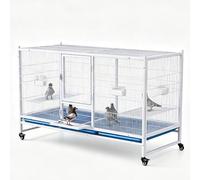 PP-Vic Stackable Heavy-Duty Bird Cage Large, Floor-Standing Enclosure with Panoramic View for Big Birds,Wrought Iron Breeding Cage Equipped with Tray And Feeders,Suitable for Macaws,H 100cm