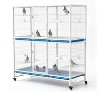 PP-Vic Stackable Heavy-Duty Bird Cage Large, Floor-Standing Enclosure with Panoramic View for Big Birds,Wrought Iron Breeding Cage Equipped with Tray And Feeders,Suitable for Macaws,H 177cm