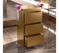 PP-Vic Stainless Steel Tool Box, Salon Beauty Cabinet for Hairdressers, Hairdressing Tool Cart with Drawers, Garage Storage Cabinet, Tattoo Tool Storage Cabinet,Triple layer C gold