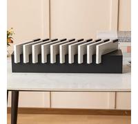 PP-Vic Tile Display Stand Glass Sample Organizer, Metal Floor Tile Display Stand, Building Materials Display Rack with 10 Card Slots, Floor Sample Rack for Showroom,Black