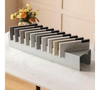 PP-Vic Tile Display Stand Glass Sample Organizer, Metal Floor Tile Display Stand, Building Materials Display Rack with 10 Card Slots, Floor Sample Rack for Showroom,Gray