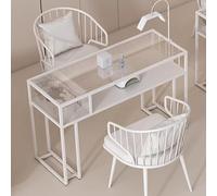 PP-Vic Transparent Nail Table, Light Luxury Professional Nail Table, Women's Manicure Experience Nail Table, Beautician Dedicated Nail Workstation with Glass Top, White,80 * 40 * 75CM