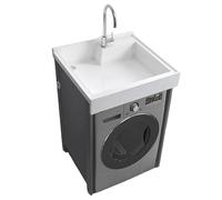 PP-Vic Vertical Washing Machine Cabinet with Sink,Adjustable Feet Bathroom Vanity,Suitable for Balcony,Apartment Laundry Room,And Indoor Multi-Functional Integrated Dryer Cabinet,B 66 * 60cm